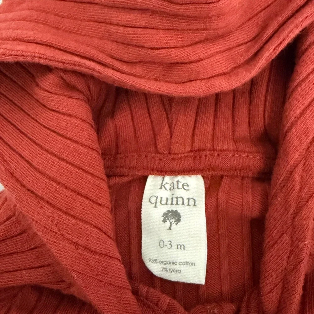 Kate Quinn Red Ribbed Organic Cotton Bear Ear Hooded Footie Romper 0-3M